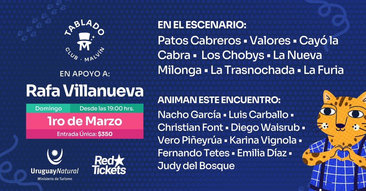 TABLADO CLUB MALVIN -DOMINGO 01.03 | Beneficio para Rafa Villanueva