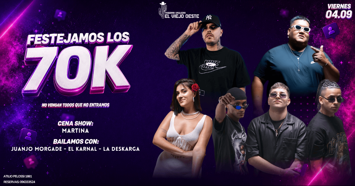 VIERNES 4/9 - 70K Y LO FESTEJAMOS A LO GRANDE